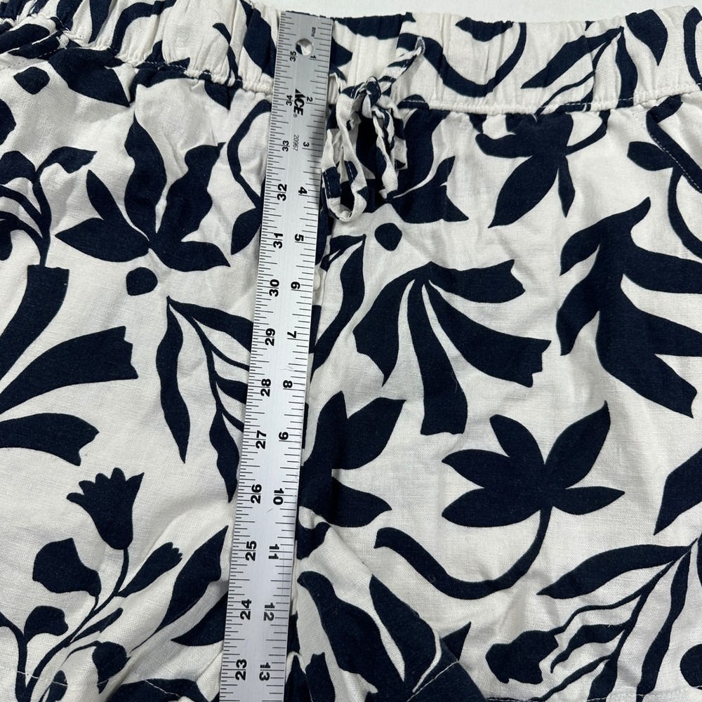 New Botanical Linen Blend Floral Shorts Sz M Tropical Time & Tru Coastal Navy - Picture 7 of 9